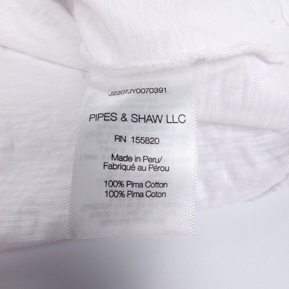 VERONICA BEARD Jeans Mason Baseball Tee Puff Sleeve Tshirt Top Rust White Large - Picture 7 of 7